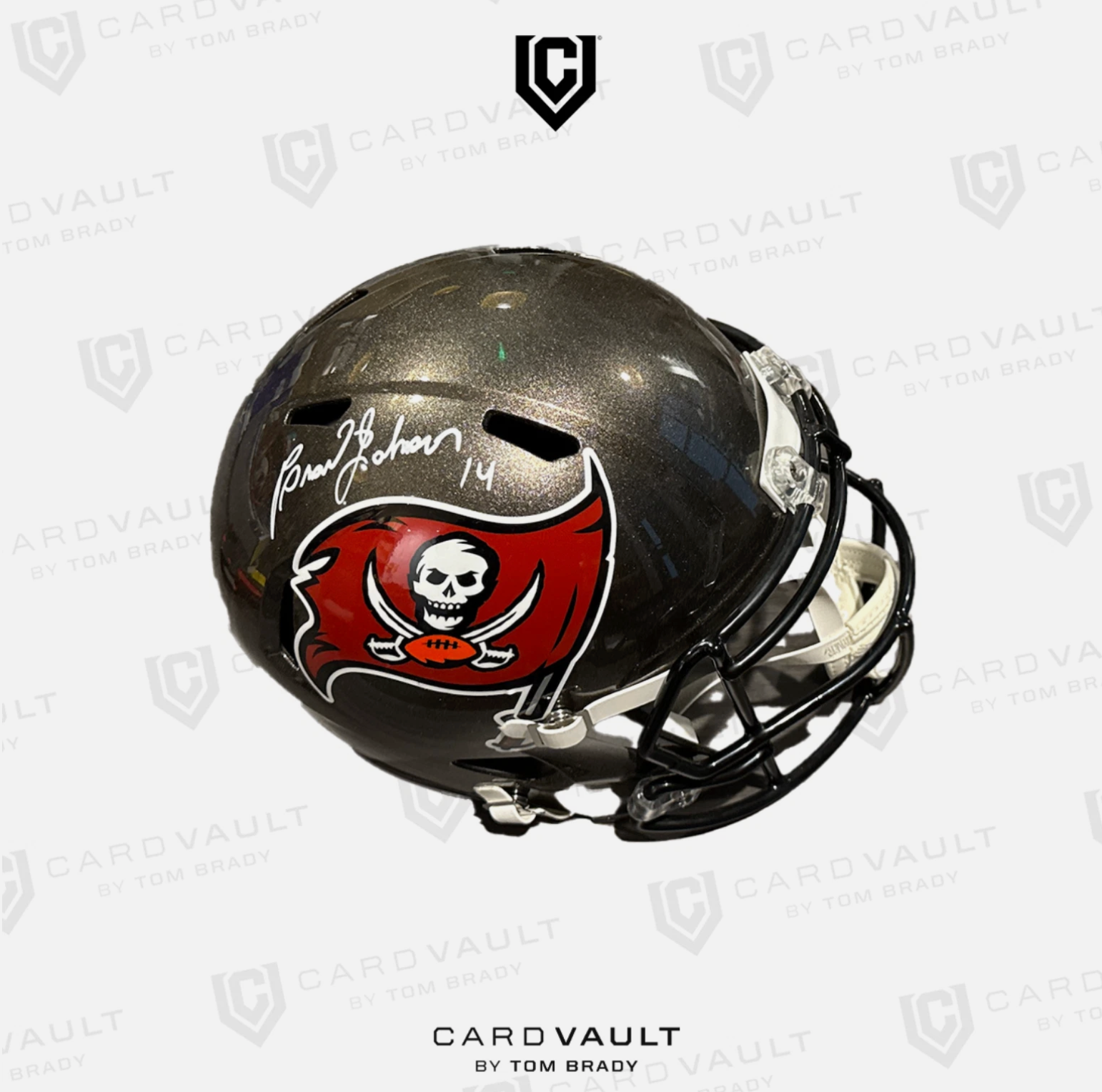 brad johnson autographed football helmet Brad Johnson Riddell Replica Buccaneers Helmet Schwartz COA – CardVault by Tom Brady
