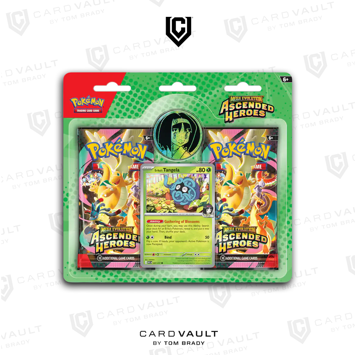 Pokmon Mega Evolution: Ascended Heroes Erika/Larry 2-Pack Blister CardVault by Tom Brady Pokmon Mega Evolution: Ascended Heroes Erika/Larry 2-Pack Blister CardVault by Tom Brady