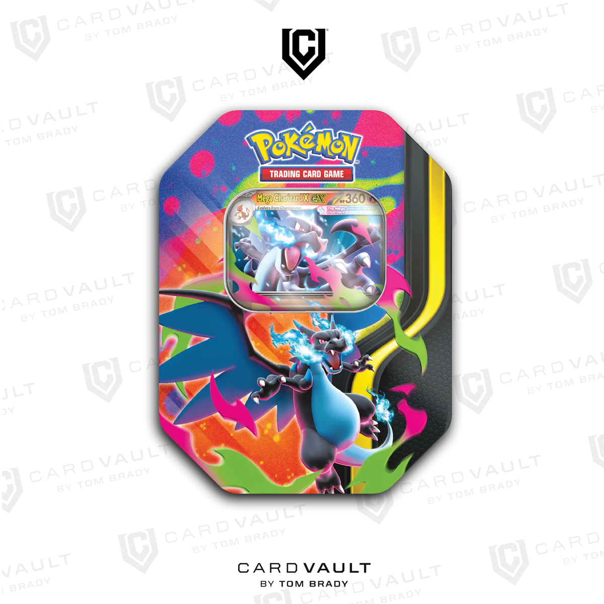 Pokmon: Mega Charizard Tin CardVault by Tom Brady Pokmon: Mega Charizard Tin CardVault by Tom Brady