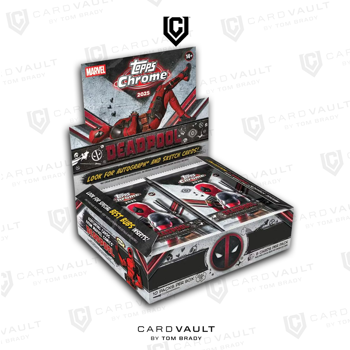 2025 Topps Marvel Deadpool Chrome Hobby Box – CardVault by Tom Brady 2025 Topps Marvel Deadpool Chrome Hobby Box – CardVault by Tom Brady