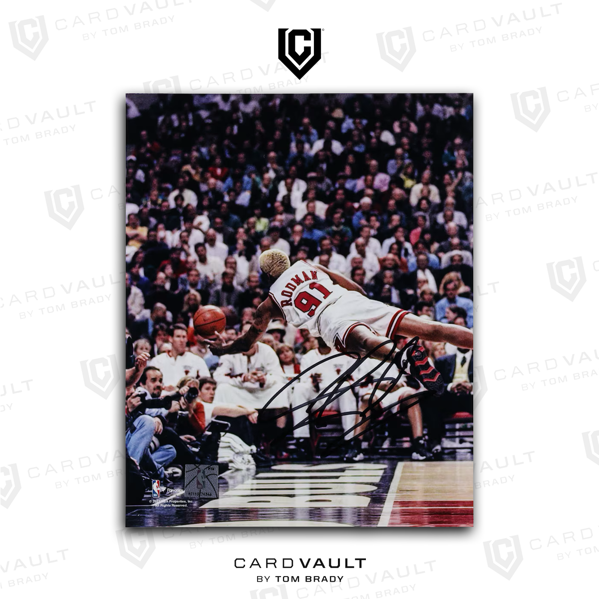 Dennis Rodman Chicago Bulls Autographed 8x10 Diving Photograph