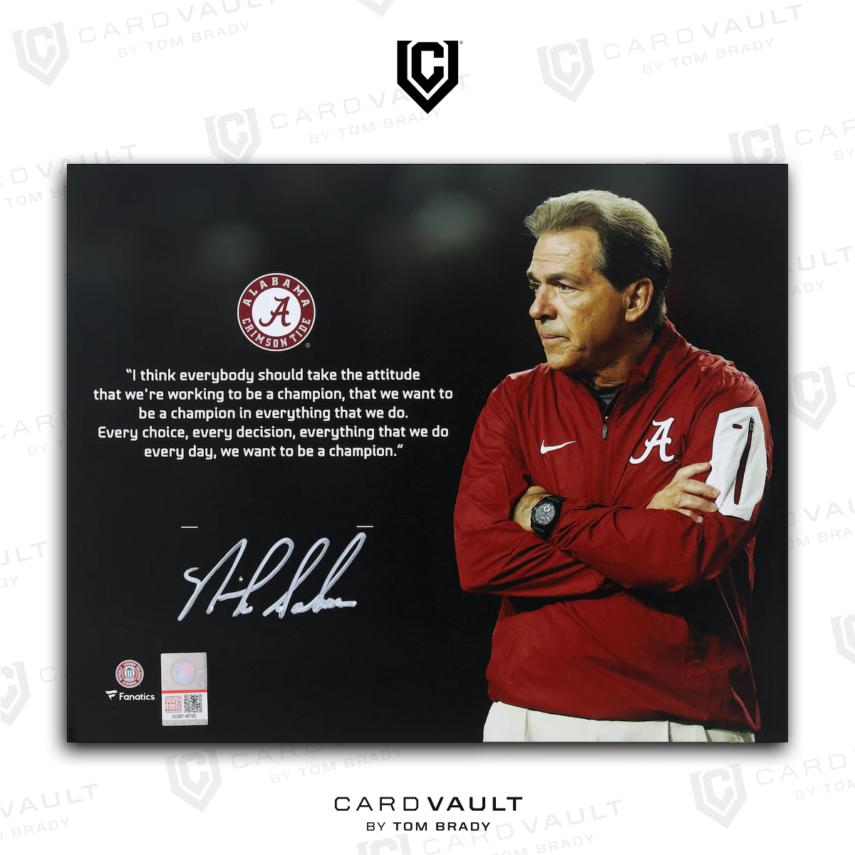 Nick Saban Alabama Crimson Tide Autographed 8x10 Quote Photograph