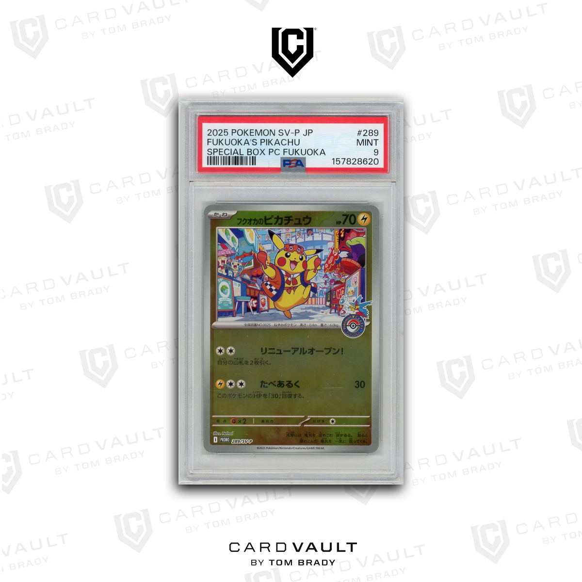 2025 POKEMON JAPANESE SV-P PROMO 289 FUKUOKA'S PIKACHU SPECIAL BOX POKEMON CENTER FUKUOKA PSA 9 4 6-24