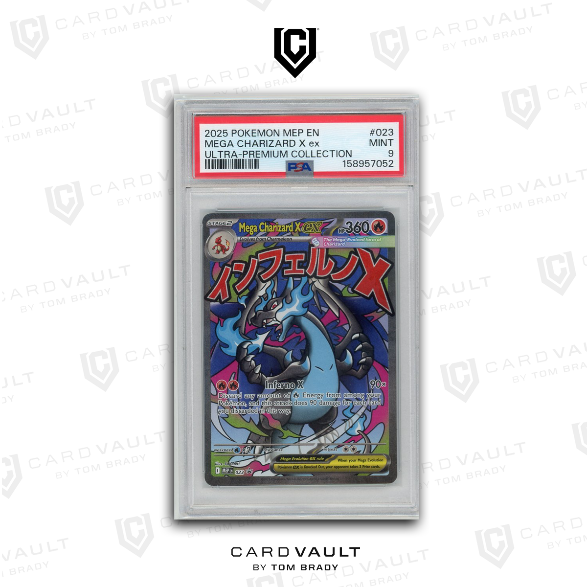 2025 POKEMON MEP EN-ME BLACK STAR PROMO 023 MEGA CHARIZARD X EX MEGA CHARIZARD X ex ULTRA-PREMIUM COLLECTION PSA 9 5 6-21