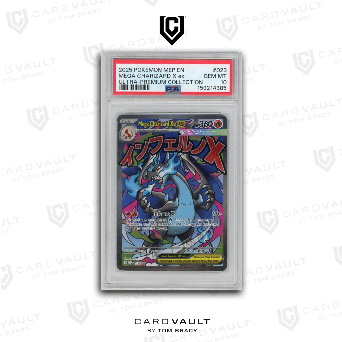 2025 POKEMON MEP EN-ME BLACK STAR PROMO 023 MEGA CHARIZARD X EX MEGA CHARIZARD X ex ULTRA-PREMIUM COLLECTION PSA 10 6 6-21