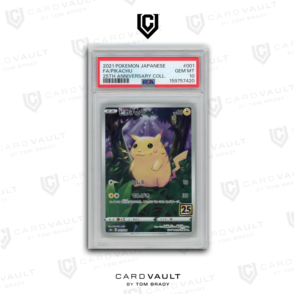 2021 POKEMON JAPANESE 25TH ANNIVERSARY COLLECTION 001 FULL ART/PIKACHU PSA 10 8 7-5