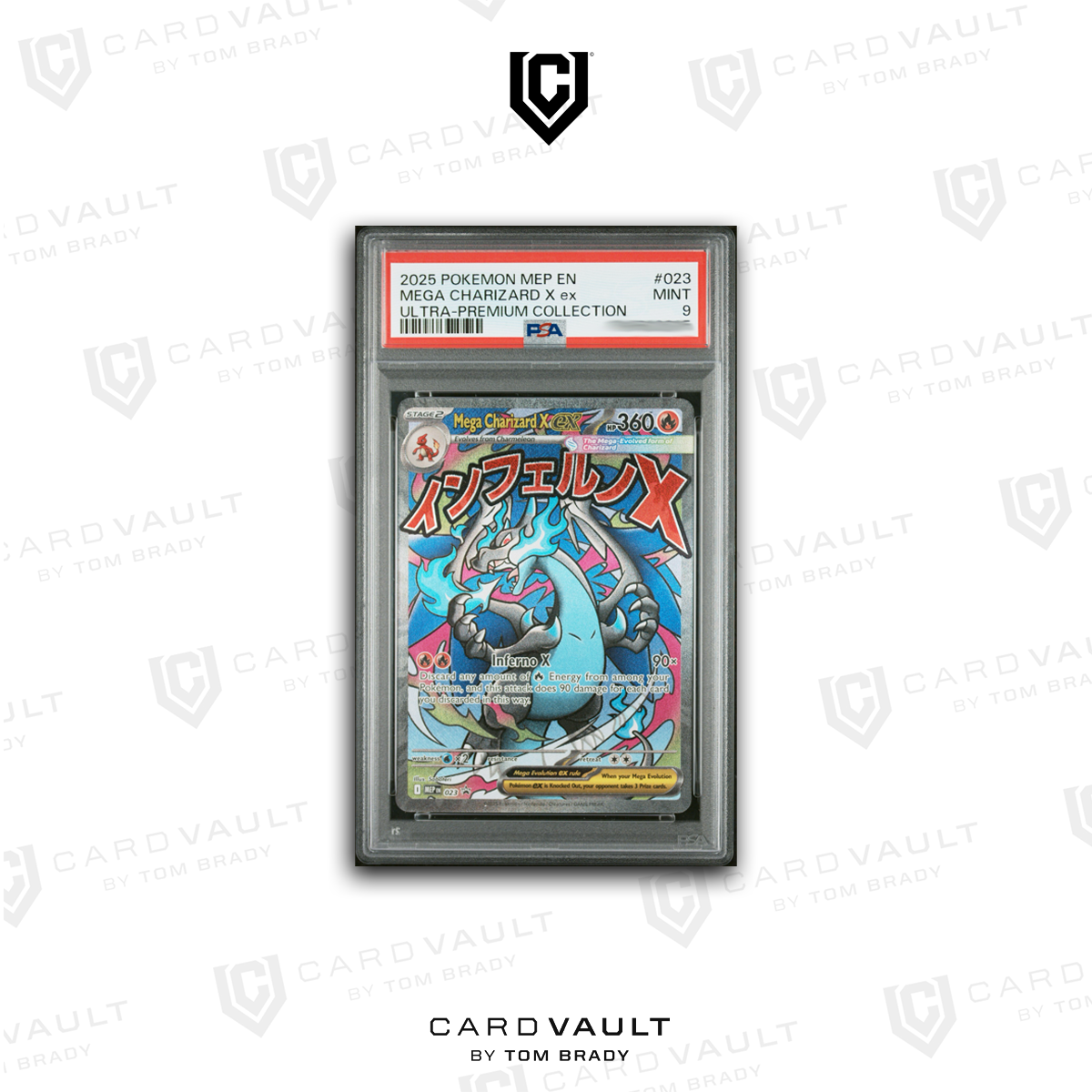 2025 POKÉMON MEP EN-ME BLACK STAR PROMO 023 MEGA CHARIZARD X ex PSA 9