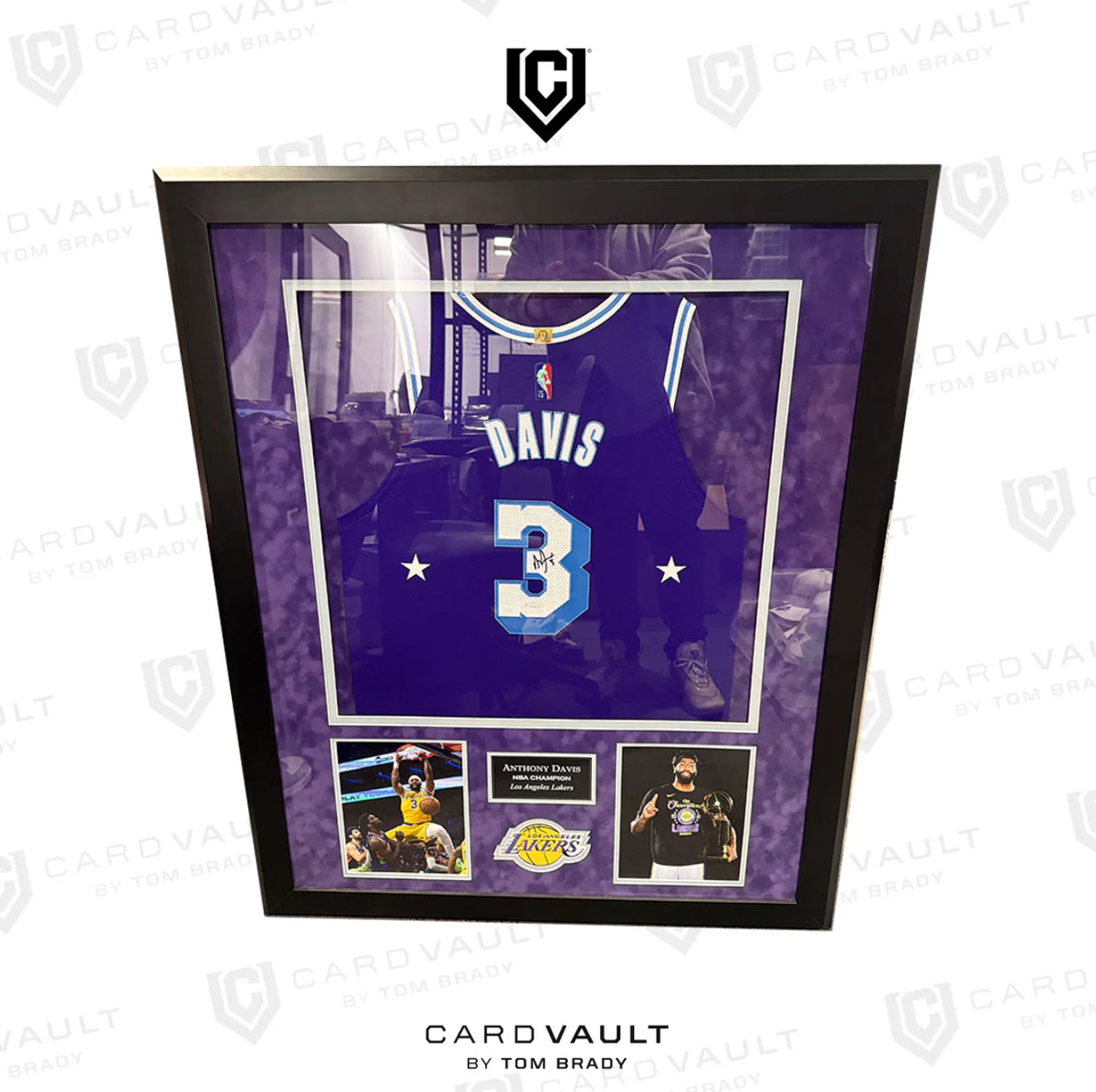 Anthony Davis Signed Framed Lakers 75th Anniversary Logoman Jersey UDA COA