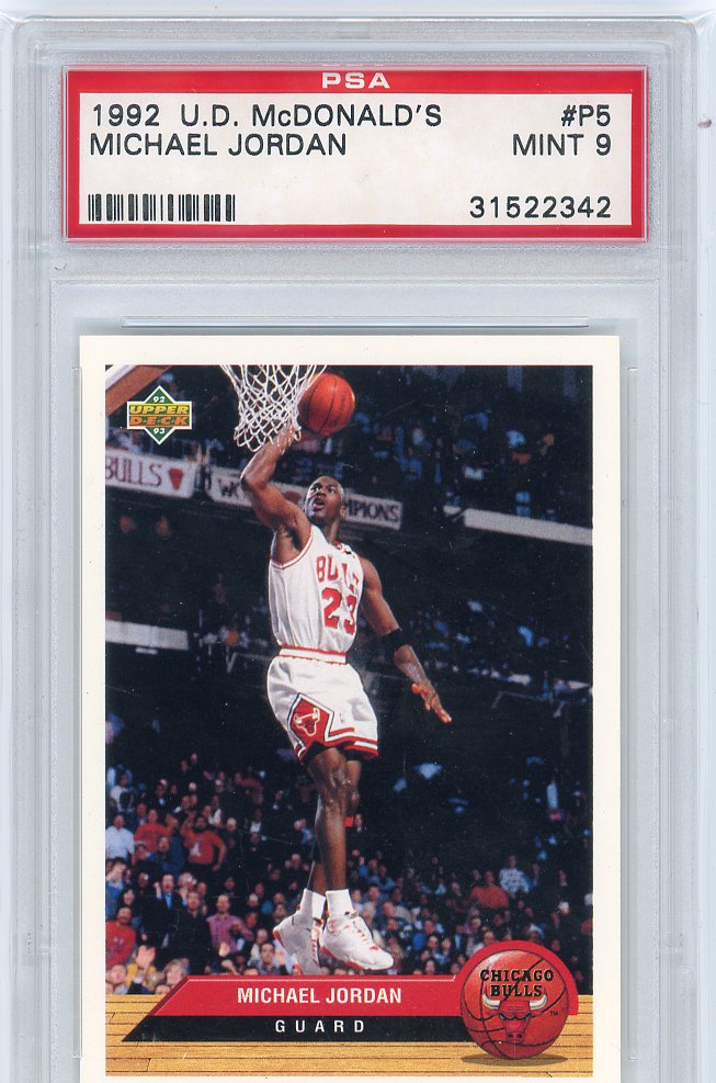 1992 UPPER DECK McDONALD'S P5 MICHAEL JORDAN PSA 9 2 9-15