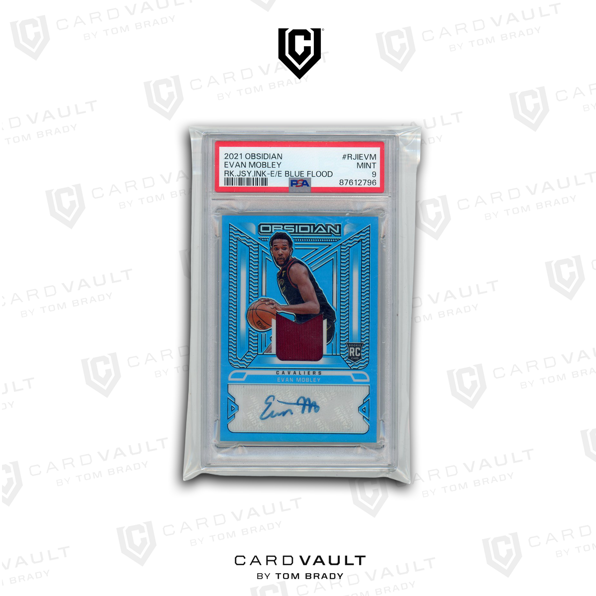 2021 OBSIDIAN #RJIEVM EVAN MOBLEY RK.JSY.INK - E/E BLUE FLOOD PSA 9