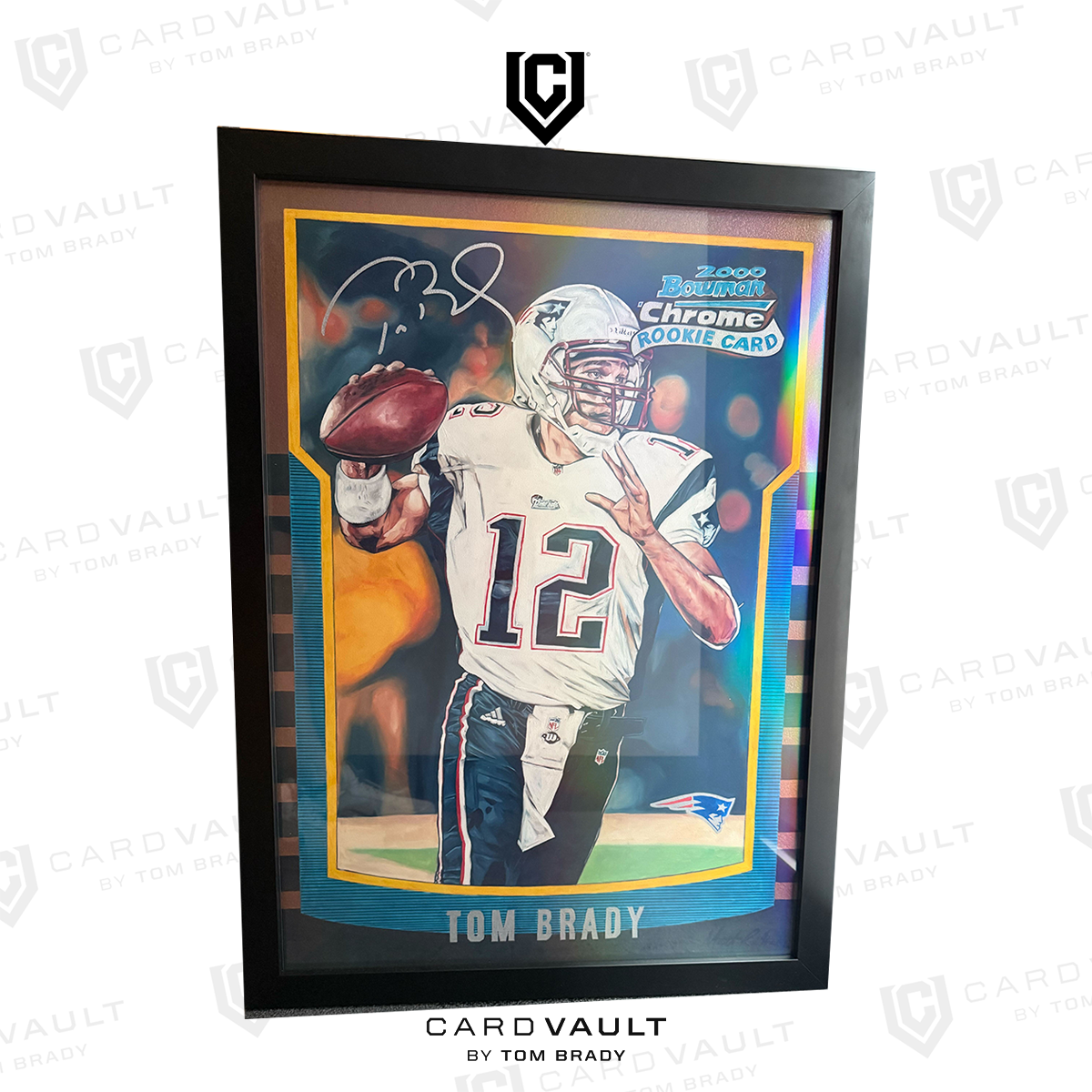 Art by MR - Tom Brady Autographed Bowman Refractor Painting (Rookie Card #236)