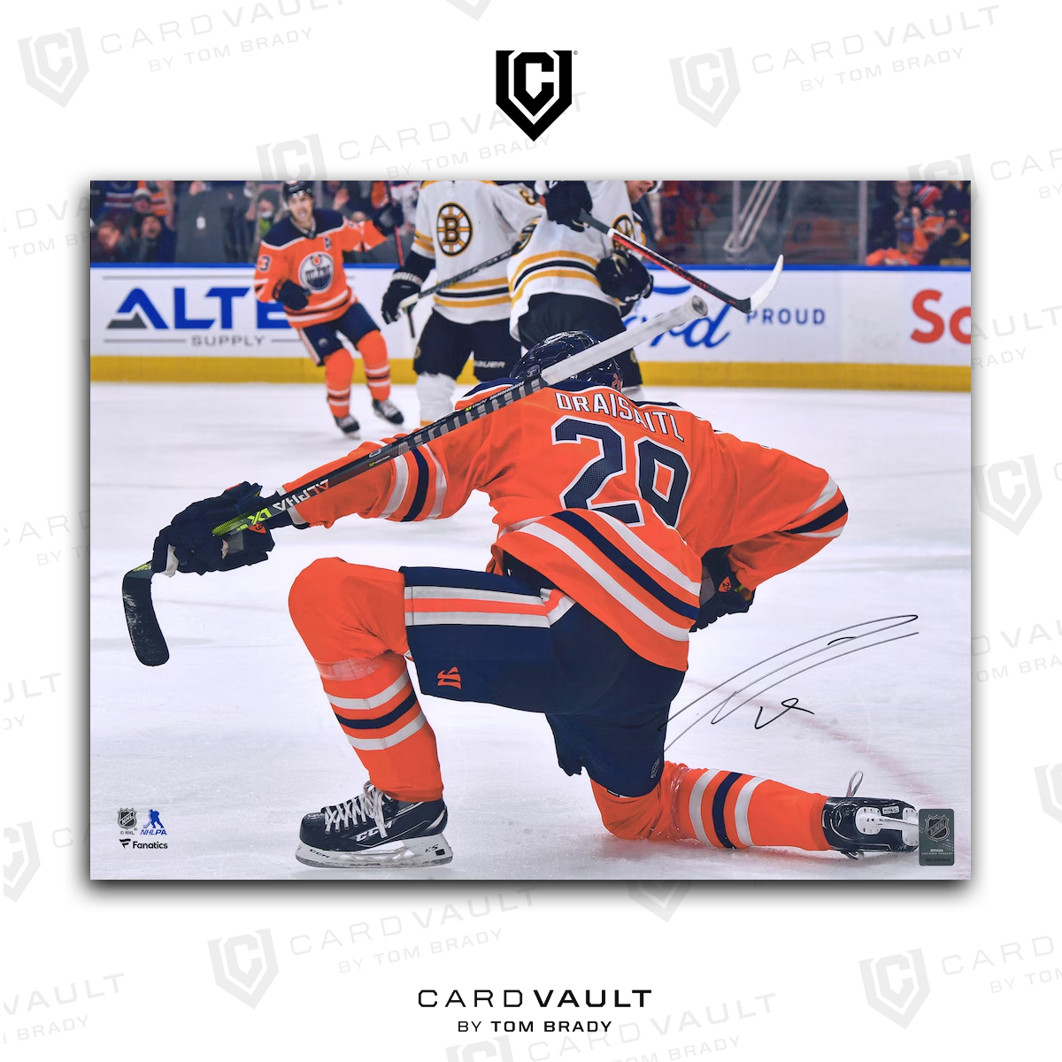 Leon Draisaitl Edmonton Oilers Fanatics Authentic Autographed 8x10 Orange Jersey Goal Celebration Photograph