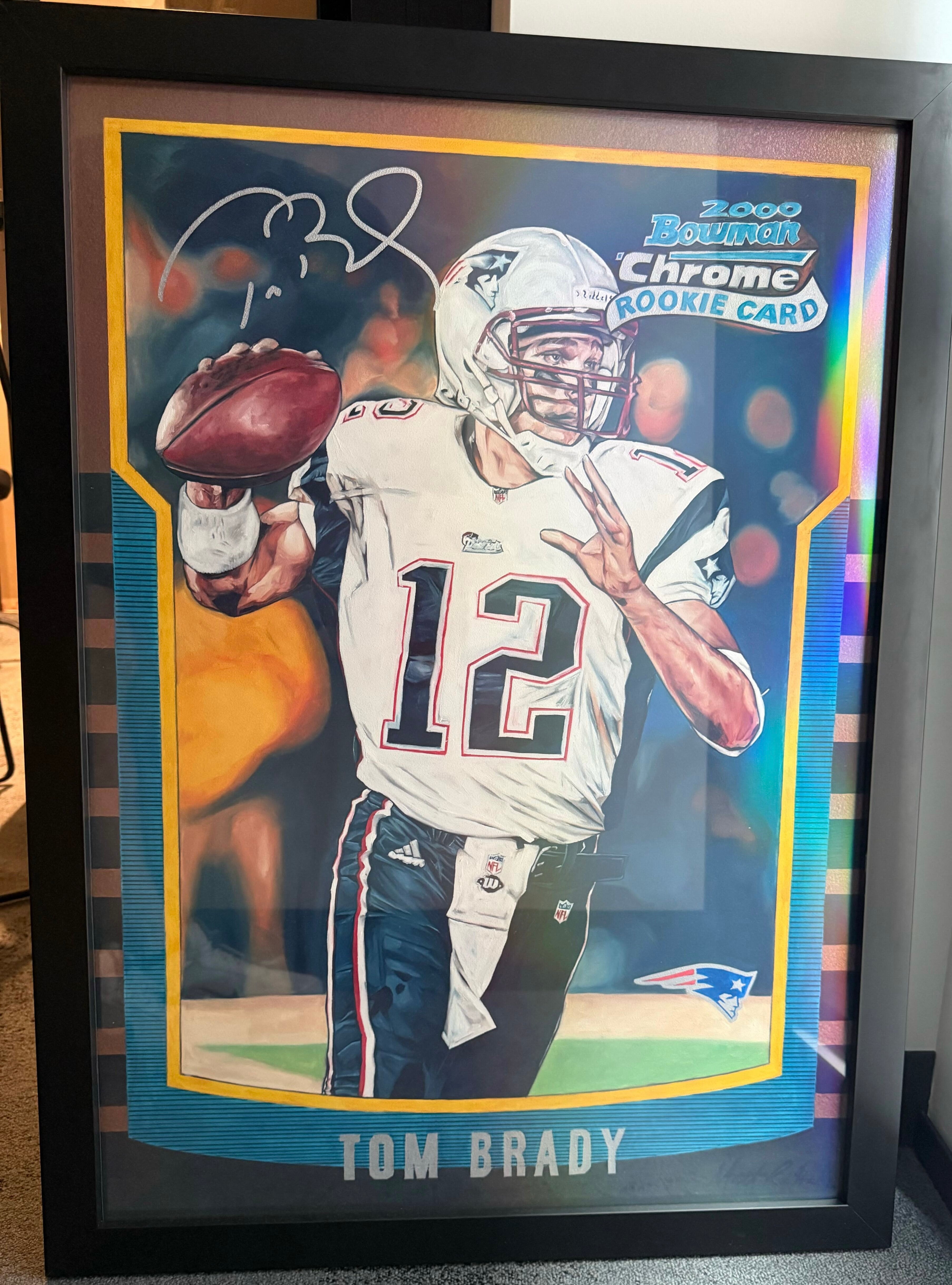 Art by MR - Tom Brady Autographed Bowman Refractor Painting (Rookie Card #236)