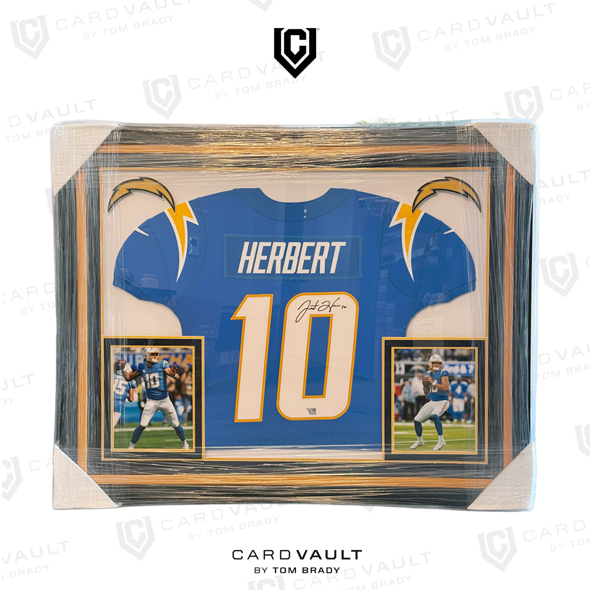 Justin Herbert Los Angeles Chargers Autographed Fanatics Authentic Deluxe Framed Powder Blue Nike Elite Jersey