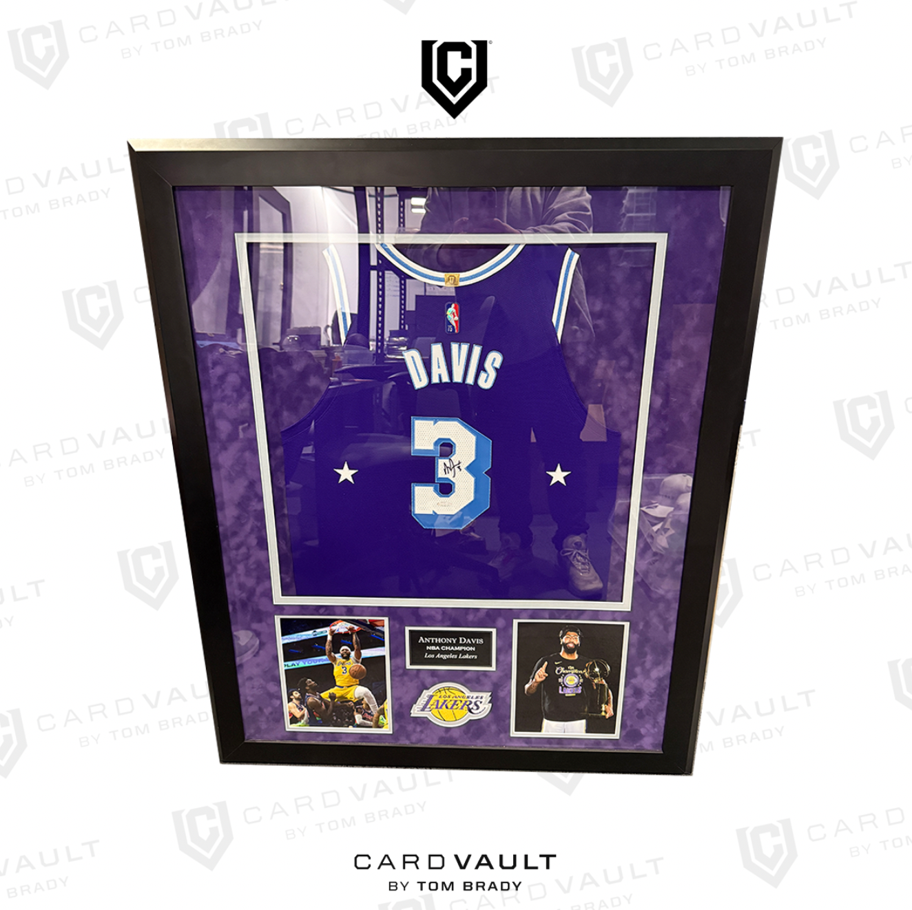 Anthony Davis Signed Framed Lakers 75th Anniversary Logoman Jersey UDA COA