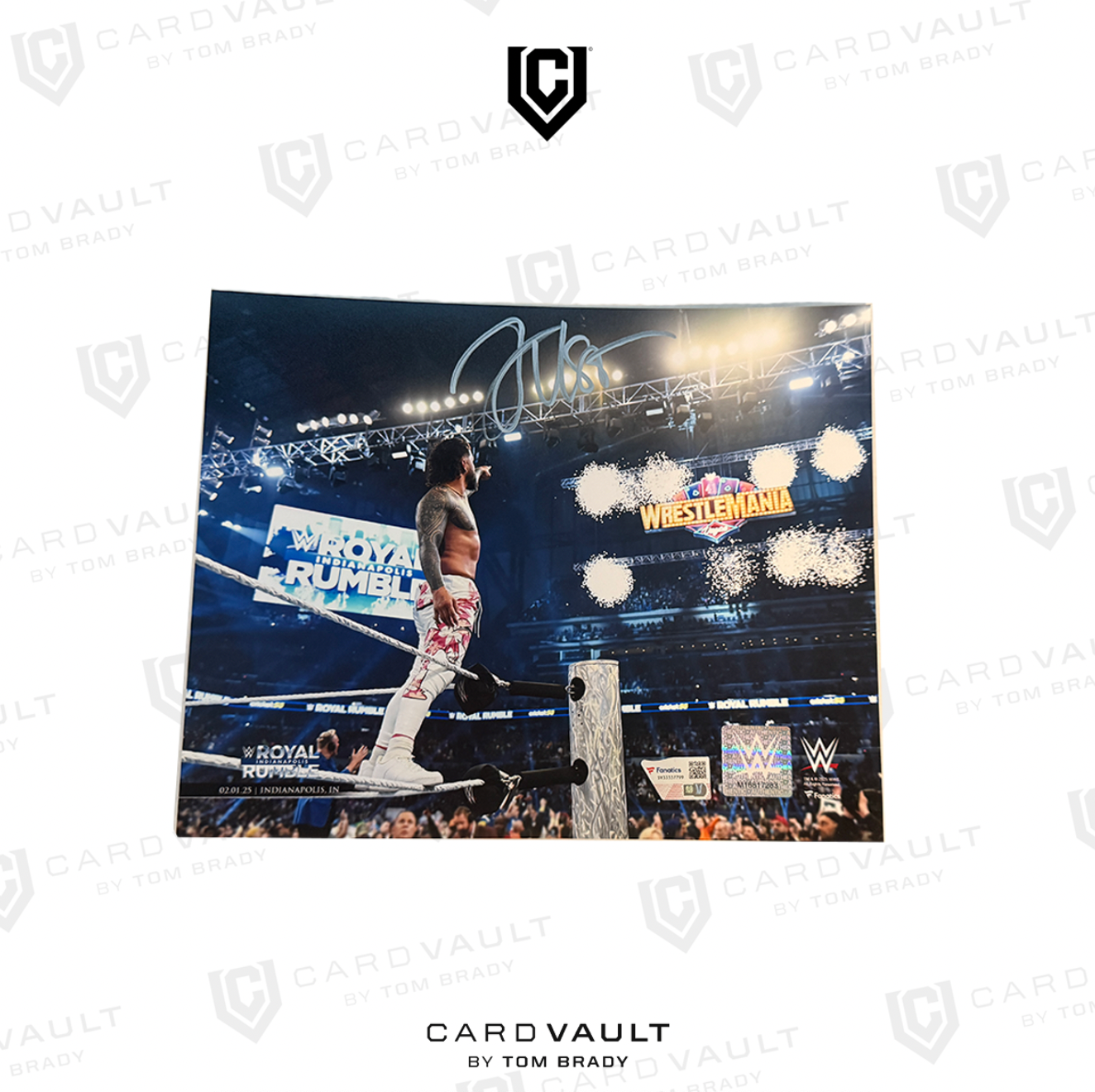 Signed Jey Uso WWE 2025 Royal Rumble Point 8x10 Photo Fanatics COA