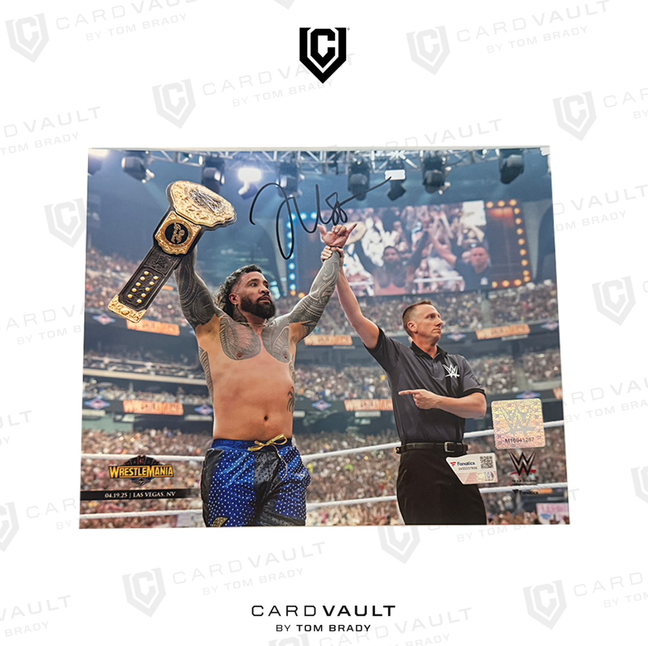 Signed Jey Uso WrestleMania 41 Raising Title 8x10 Photo Fanatics COA