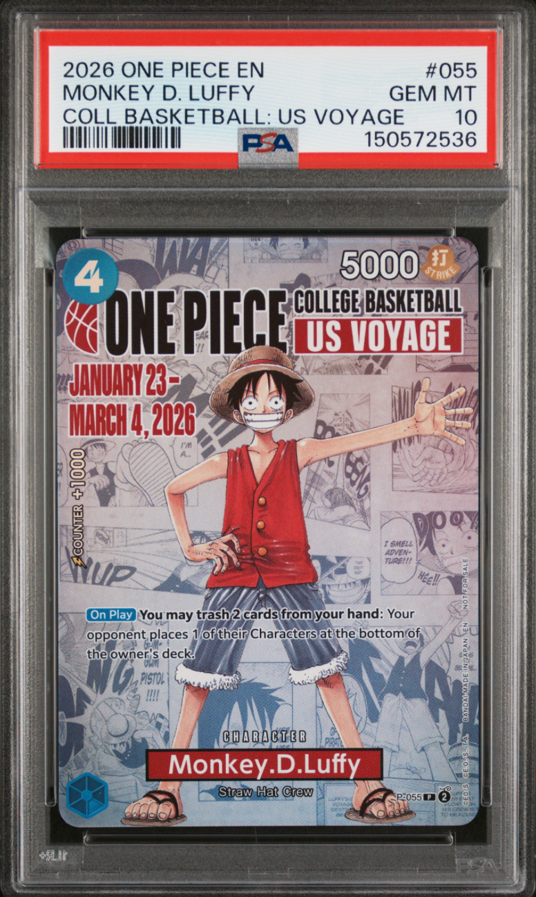 2026 ONE PIECE PROMOS #055 MONKEY D. LUFFY COLL BASKETBALL: US VOYAGE PSA 10 23
