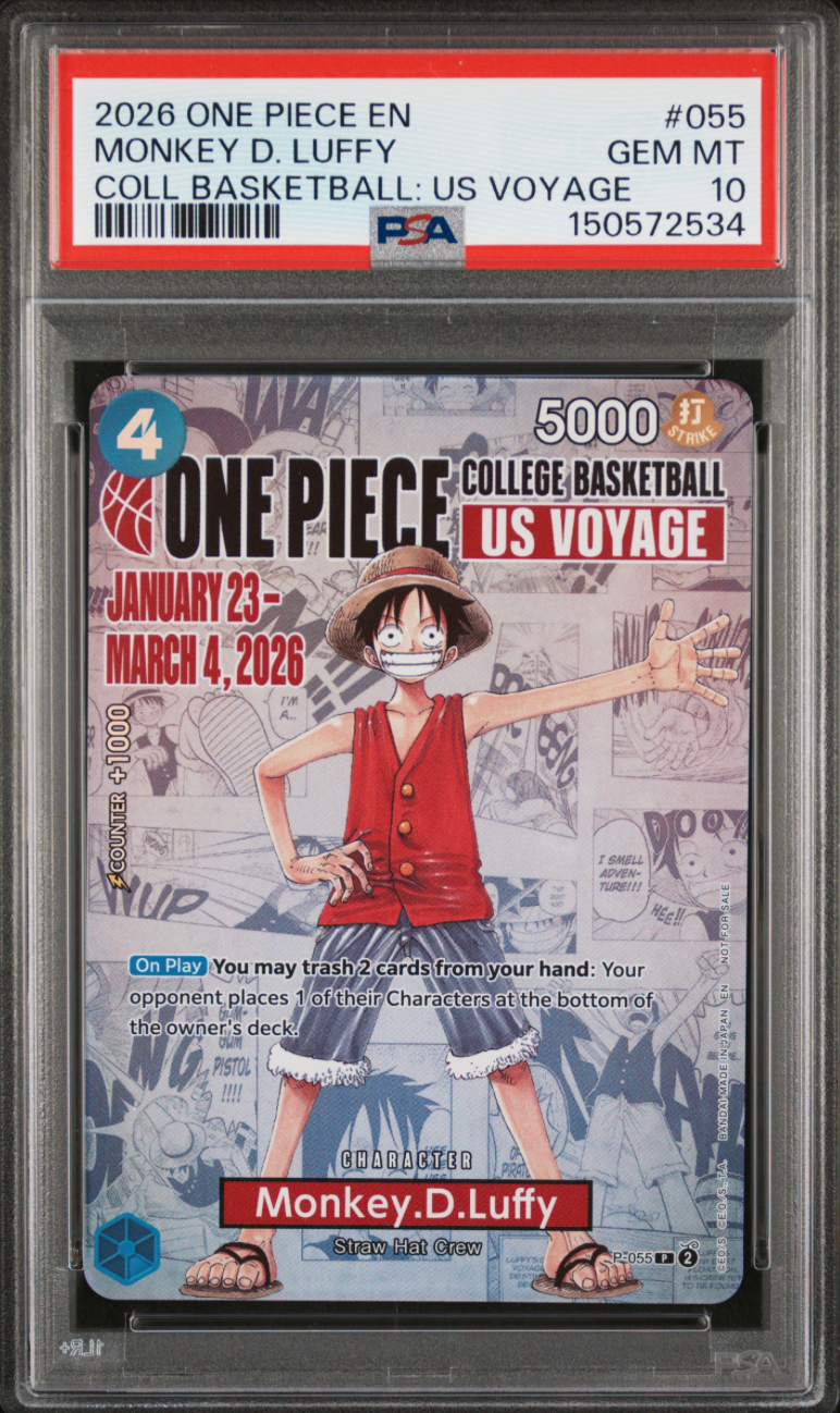 2026 ONE PIECE PROMOS #055 MONKEY D. LUFFY COLL BASKETBALL: US VOYAGE PSA 10 22