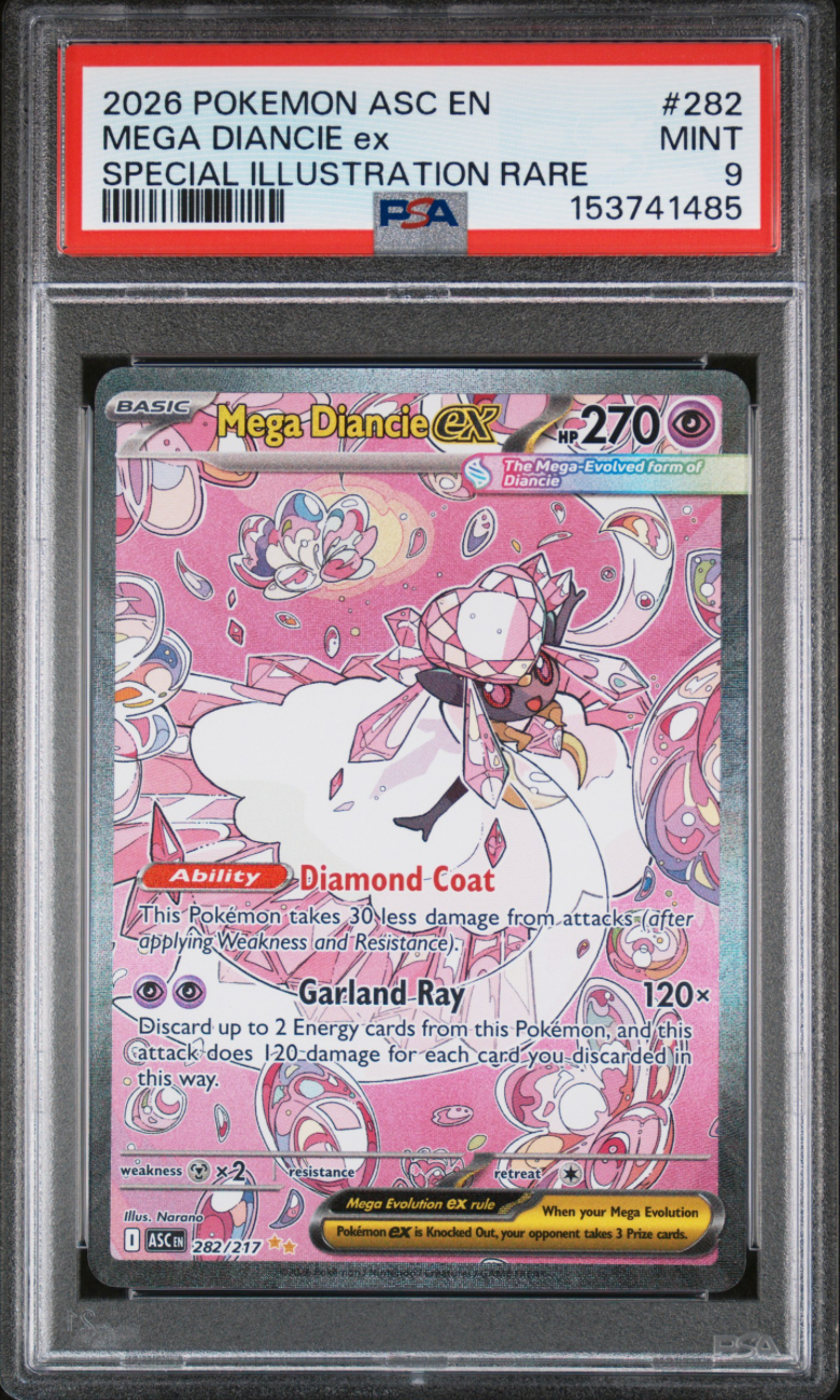 2026 POKEMON ASC EN-ASCENDED HEROES #282 MEGA DIANCIE EX SPECIAL ILLUSTRATION RARE PSA 9