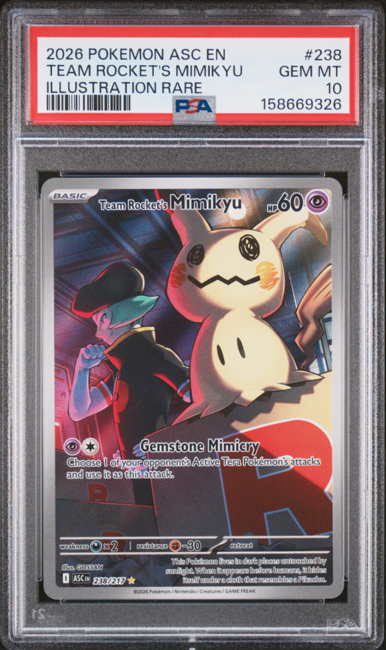 2026 POKEMON ASC EN-ASCENDED HEROES #238 TEAM ROCKET'S MIMIKYU ILLUSTRATION RARE PSA 10