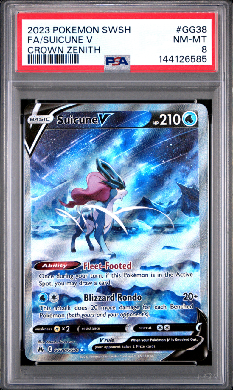 2023 POKEMON SWORD AND SHIELD CROWN ZENITH #GG38 FA/SUICUNE V CROWN ZENITH PSA 8