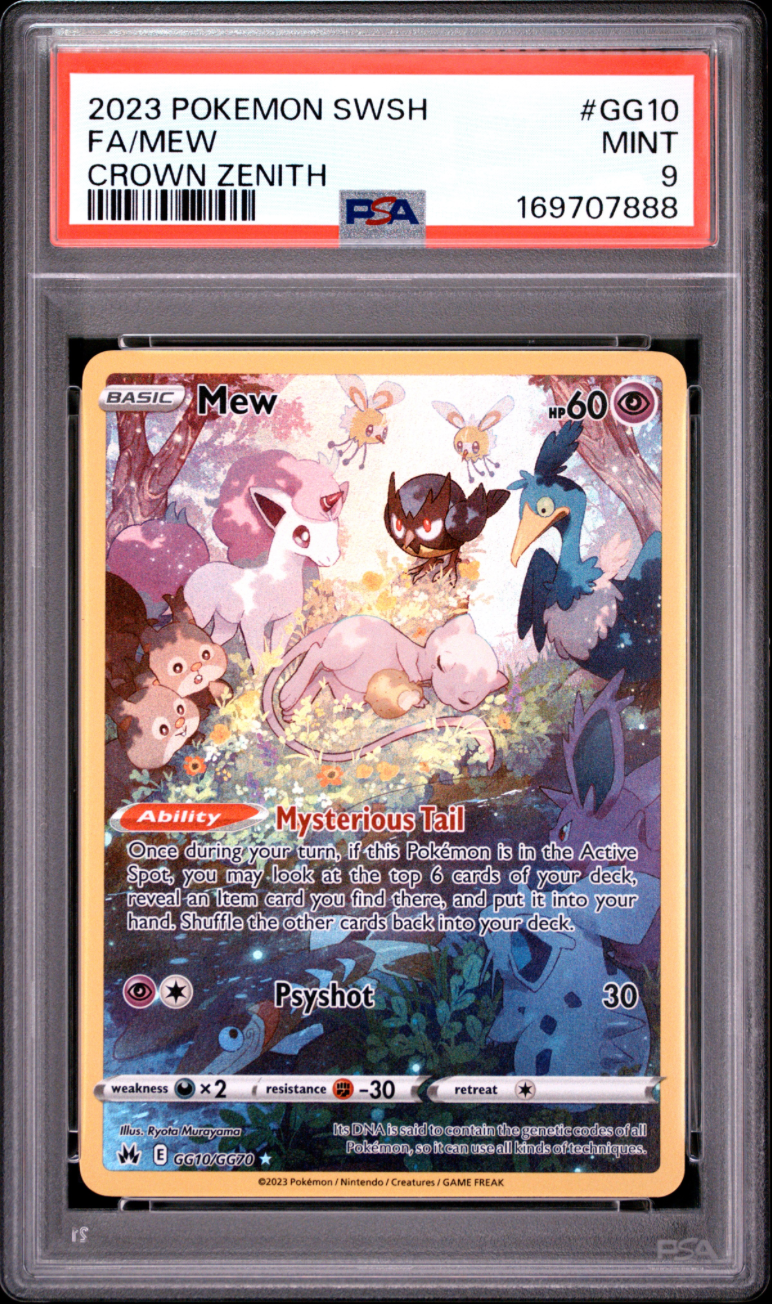 2023 POKEMON SWORD AND SHIELD CROWN ZENITH GG10 FULL ART/MEW PSA 9 8-17