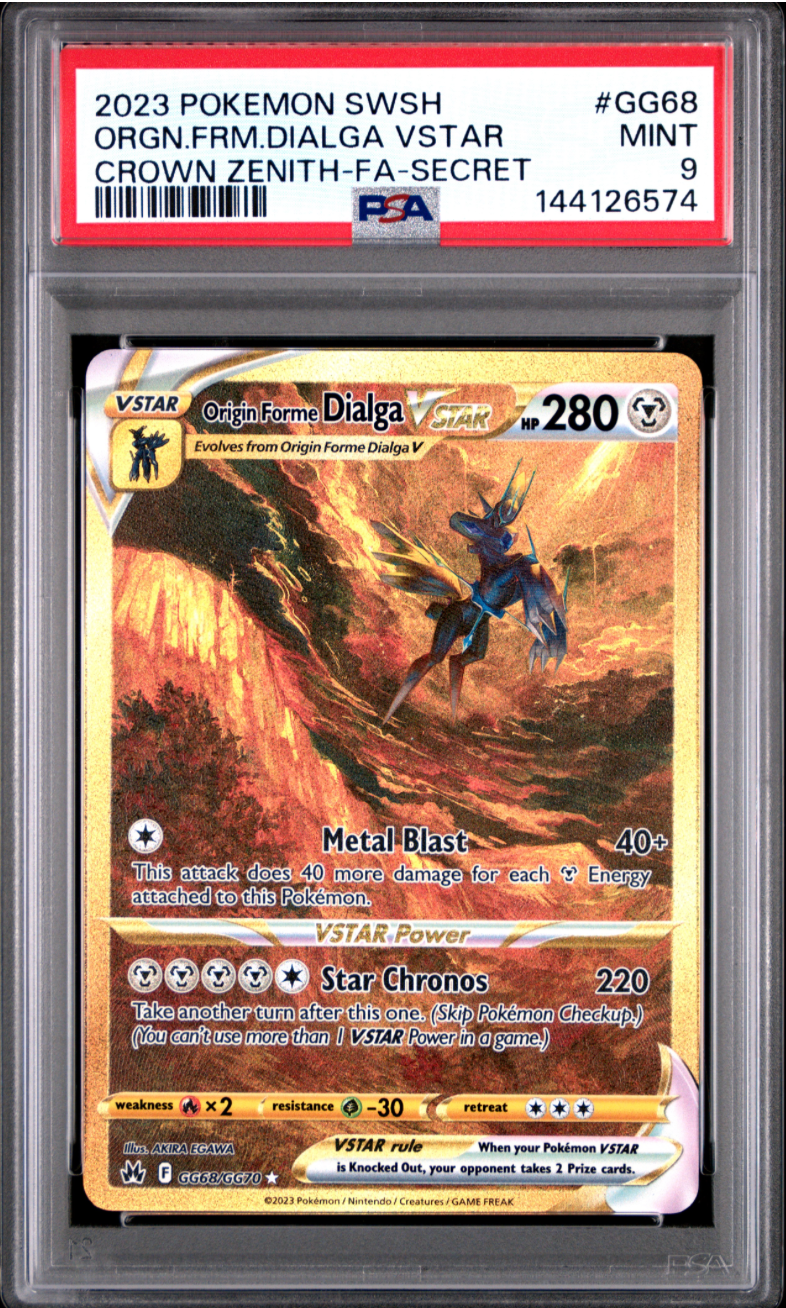 2023 POKEMON SWORD AND SHIELD CROWN ZENITH #GG68 ORGN.FRM.DIALGA VSTAR CROWN ZENITH-FA-SECRET PSA 9 2