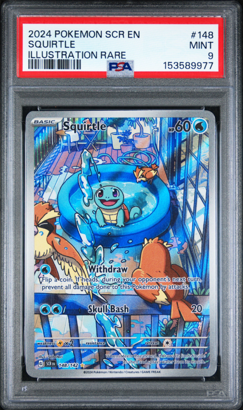 2024 POKEMON SCR EN-STELLAR CROWN 148 SQUIRTLE ILLUSTRATION RARE PSA 9 7-8