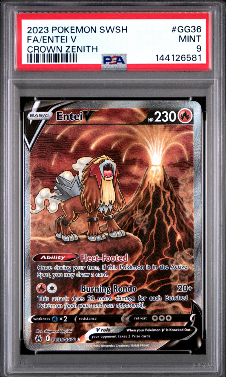 2023 POKEMON SWORD AND SHIELD CROWN ZENITH #GG36 FA/ENTEI V CROWN ZENITH PSA 9