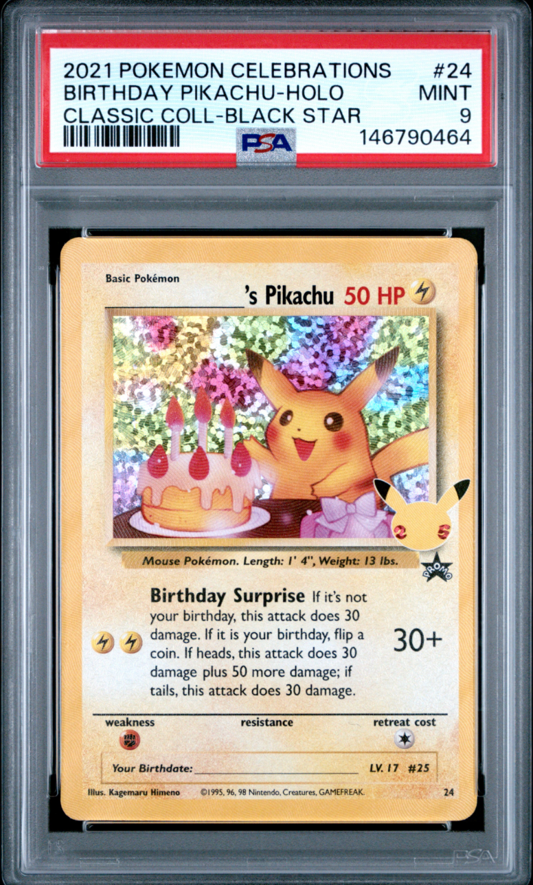 2021 POKEMON CELEBRATIONS CLASSIC COLLECTION #24 BIRTHDAY PIKACHU-HOLO CLASSIC COLL-BLACK STAR PSA 9