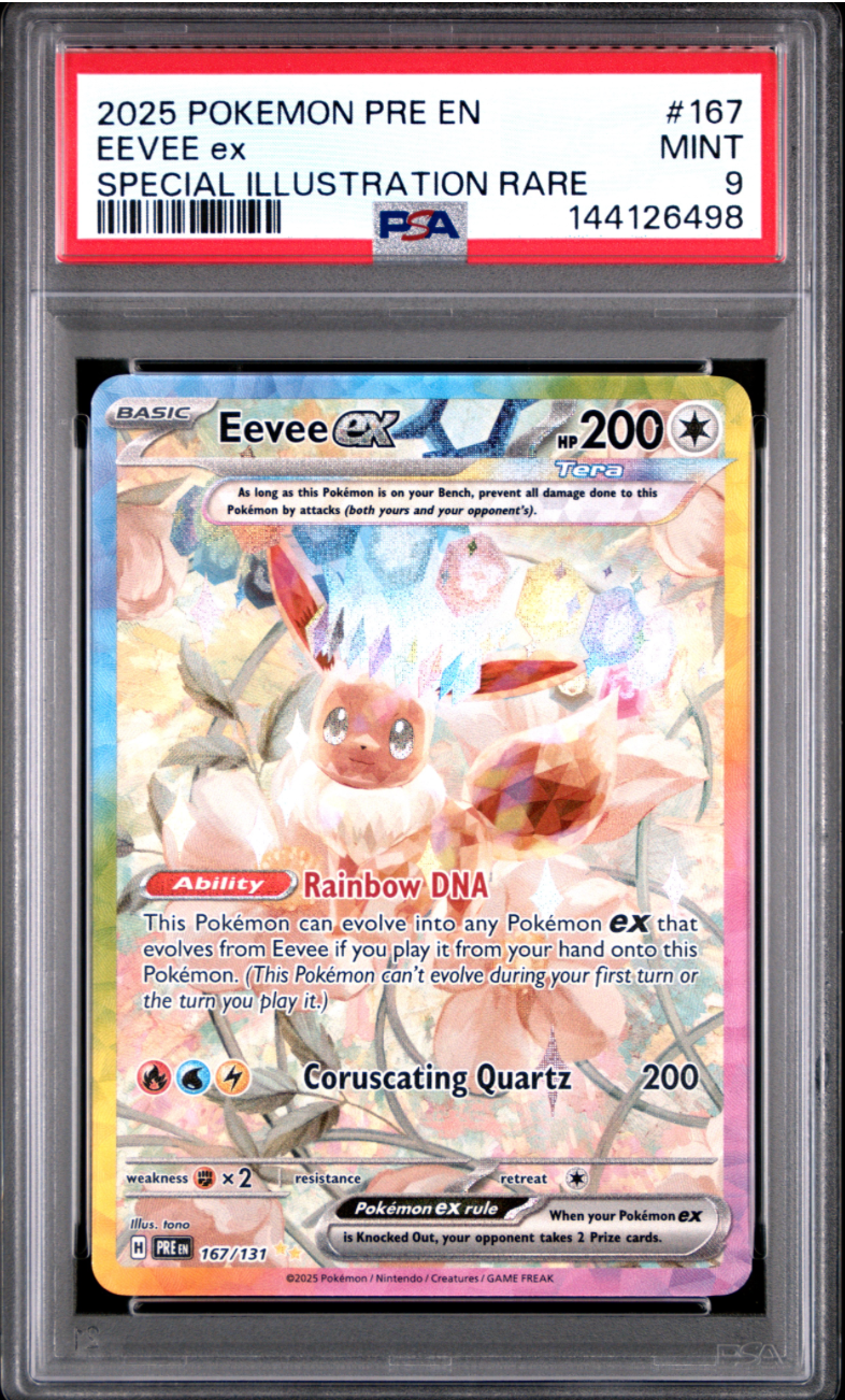 2025 POKEMON PRE EN-PRISMATIC EVOLUTIONS #167 EEVEE EX SPECIAL ILLUSTRATION RARE PSA 9 1