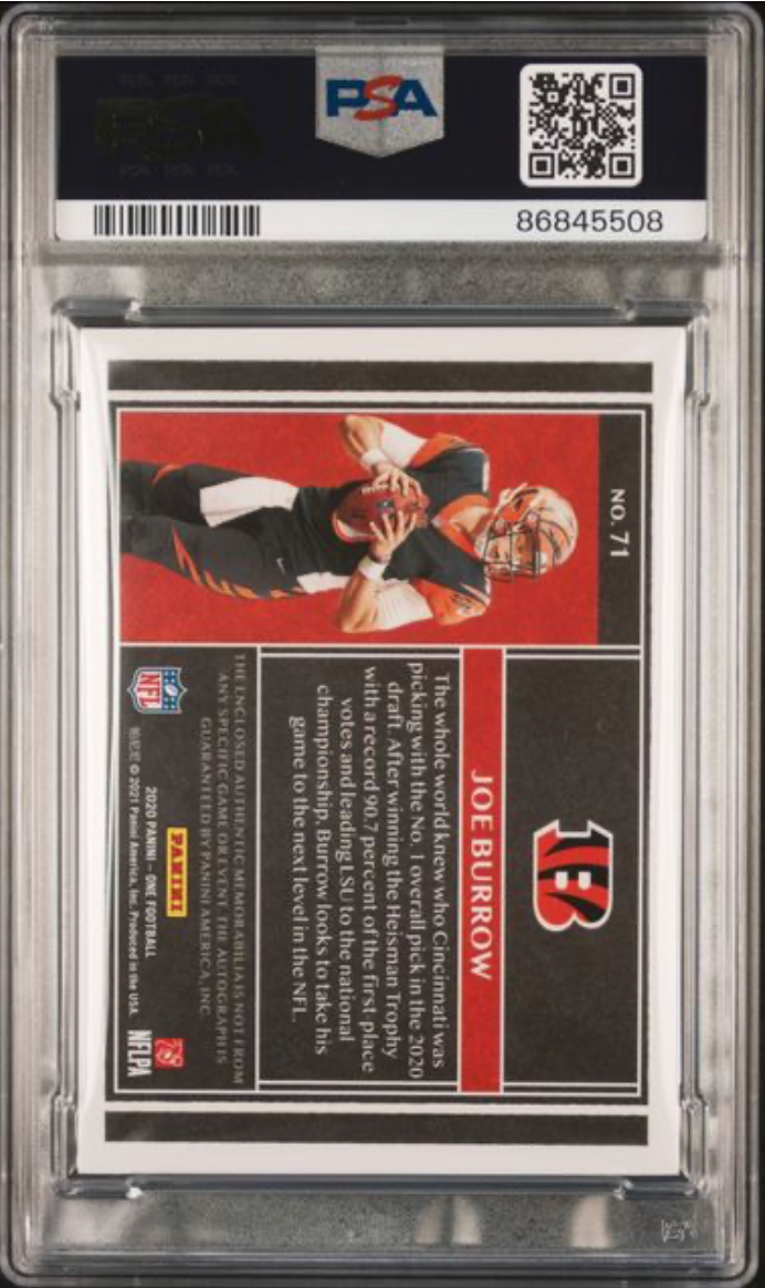 2020 PANINI ONE #71 JOE BURROW QUAD PATCH AU-BRONZE PSA 10 AUTO 10