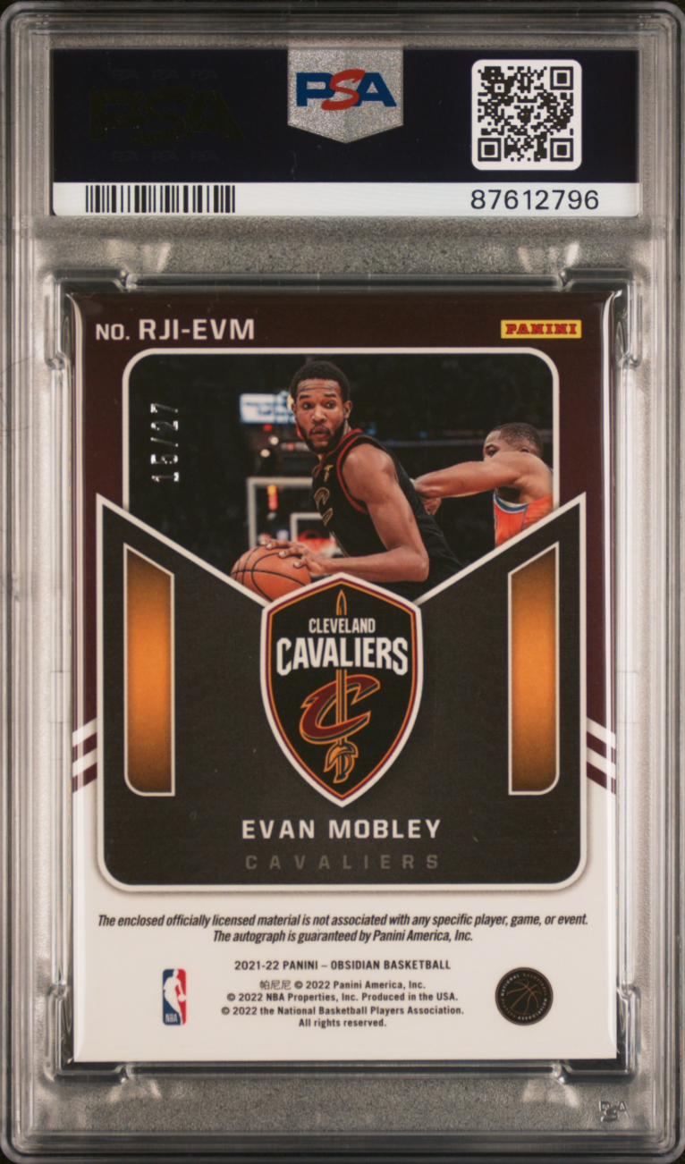 2021 OBSIDIAN #RJIEVM EVAN MOBLEY RK.JSY.INK - E/E BLUE FLOOD PSA 9