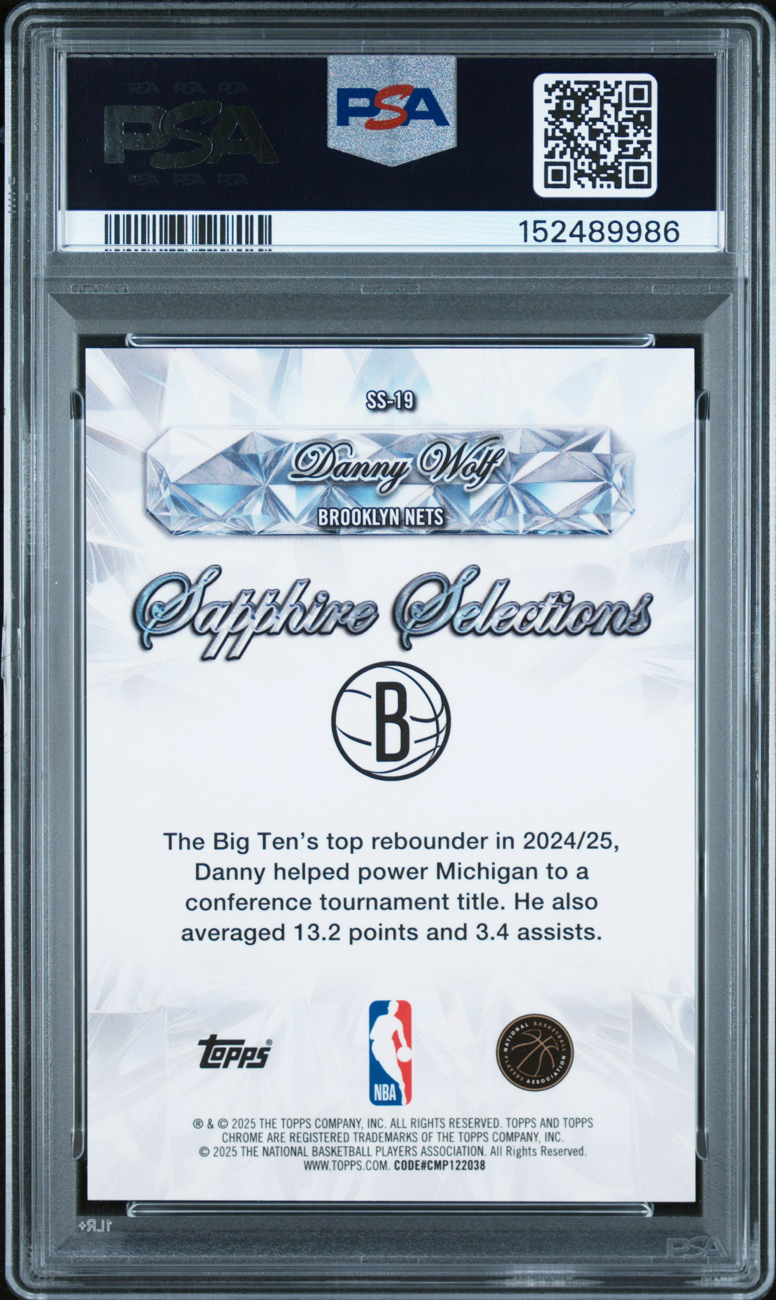 2025 TOPPS CHROME SAPPHIRE EDITION SAPPHIRE SELECTIONS SS-19 DANNY WOLF GOLD /50 PSA 9