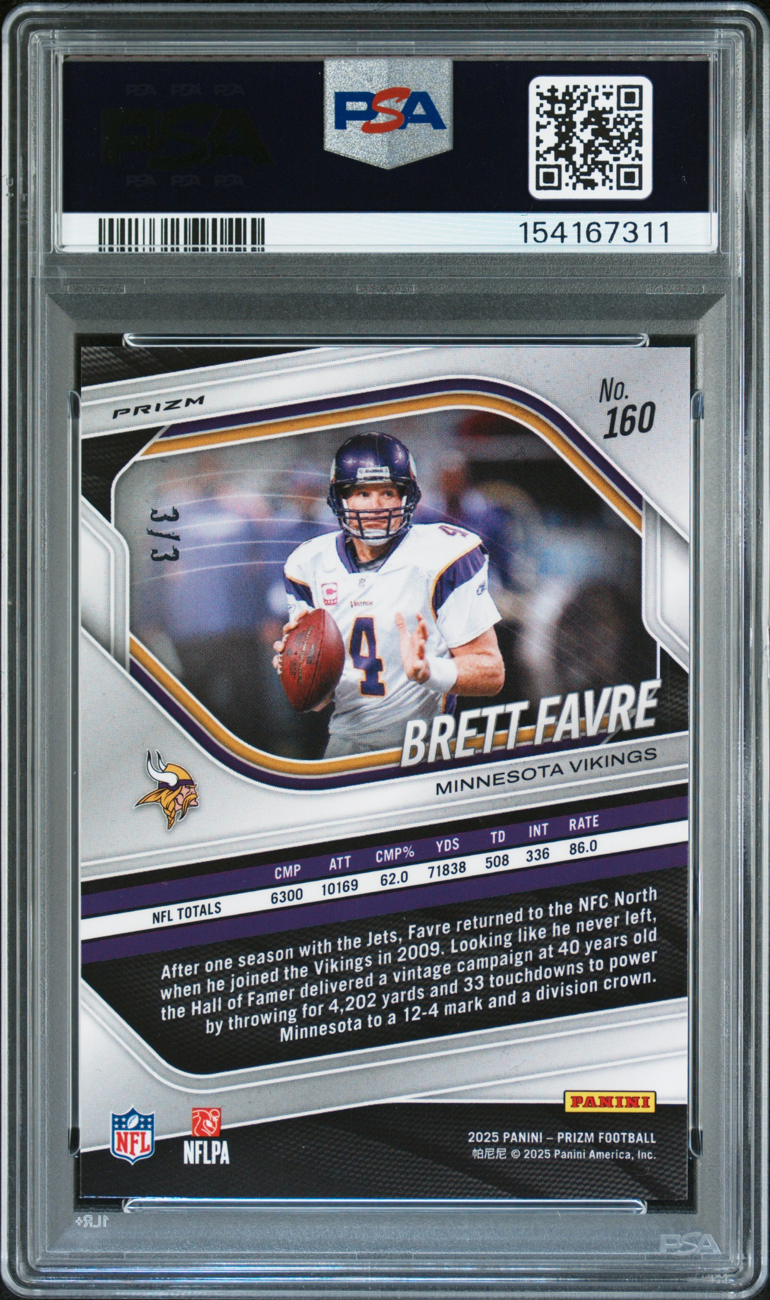 2025 PRIZM BRETT FAVRE WHITE KNIGHT 3/3 PSA 10