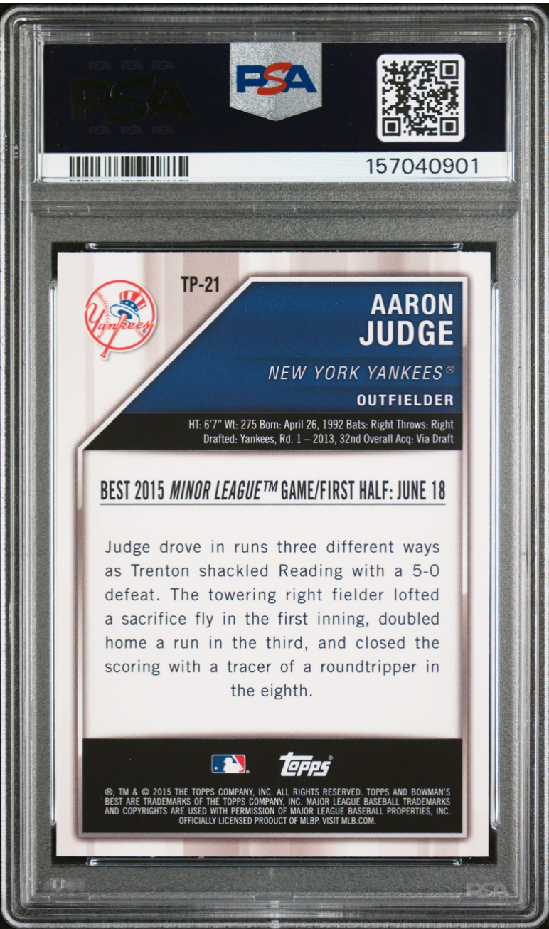 2015 BOWMAN'S BEST TOP PROSPECTS TP-21 AARON JUDGE PSA 10 3 7-5