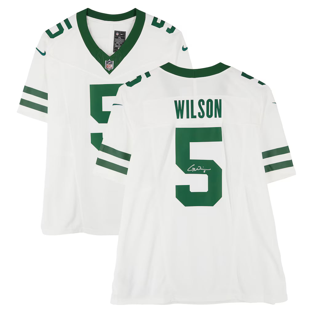 Garrett Wilson New York Jets Autographed 2024 White Nike Limited Deluxe Framed Jersey