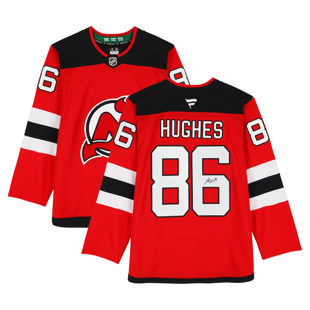 Jack Hughes New Jersey Devils Autographed Fanatics Authentic Framed Red Fanatics Premium Jersey