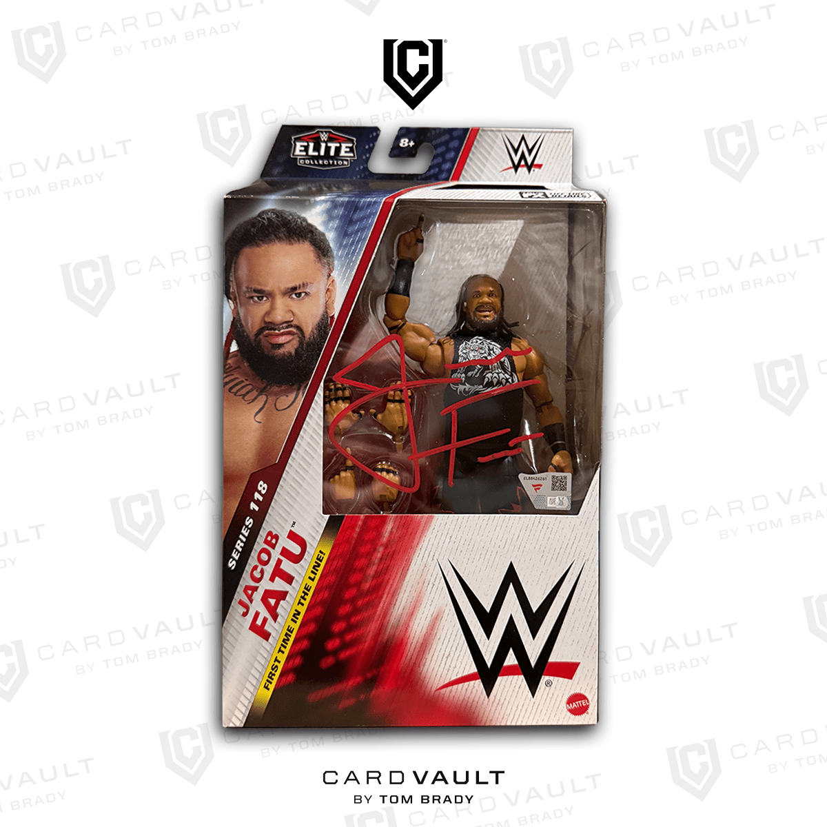 Jacob Fatu - WWE Elite 118 Mattel Toy Wrestling Action Figure Signed Fanatics COA - CardVault by Tom Brady