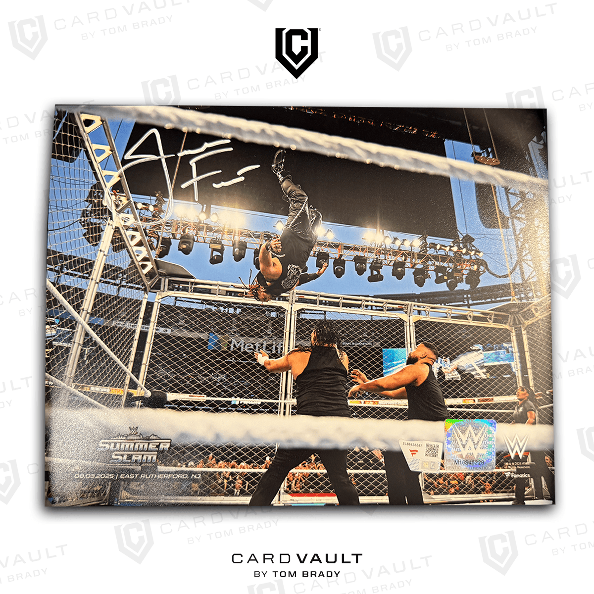 Jacob Fatu WWE Fanatics 8x10 Moonsault Photograph Signed Fanatics COA - CardVault by Tom Brady