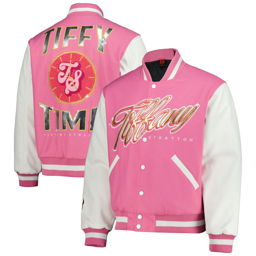 Tiffany Stratton Tiffy Time Full-Snap Varsity Jacket Signed Fanatics COA